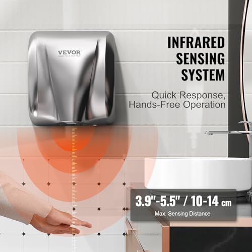 VEVOR Heavy Duty Commercial Hand Dryer, 1300W Automatic High Speed