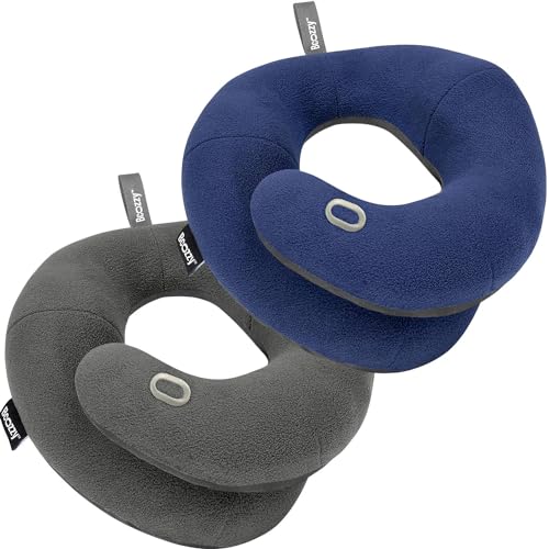 Travel Neck Pillow 2-Pack - Supportive Memory Foam for Airplanes & Car Travel