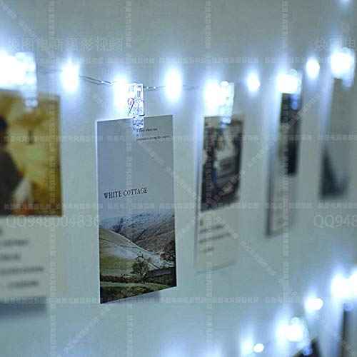 JMTGNSEP 50LED 20 Photo Clips String Fairy Lights Battery Powered Decoration for Living Bedroom Indoor Christmas Party Wedding for Photo Picture Hanging Display, Battery Operated (16ft Warm White)