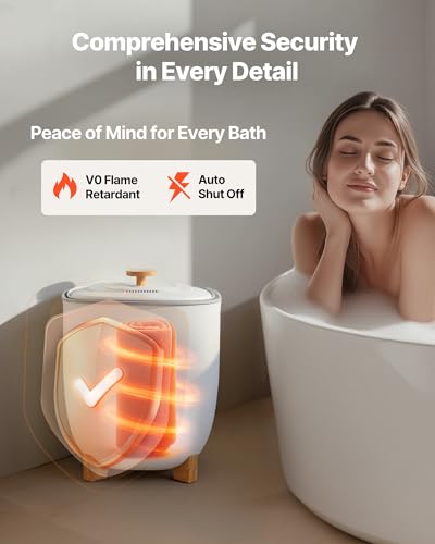 25L Towel Warmer Bucket with LED Display & Auto Shut Off - White, Spa-Style