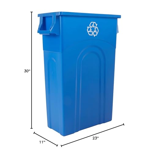 2 Pack Slim 23 Gallon Recycling Bins - Space Saving Indoor Outdoor Container
