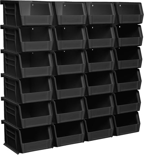 Akro-Mils Black 24-Pack 5x4x3-Inch Plastic Stackable Storage Bins