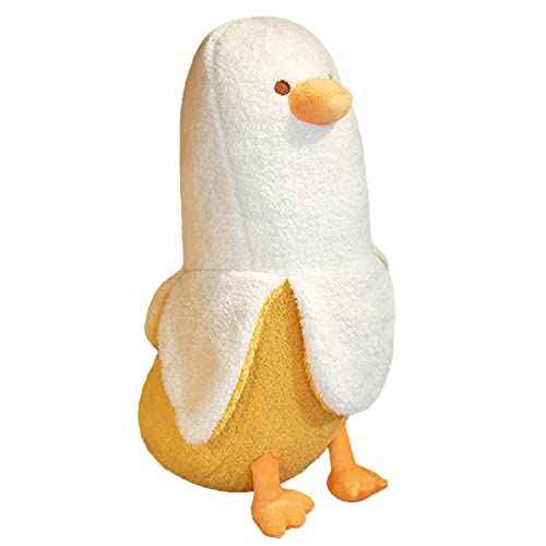 Banana Duck Plush Toy, Banana Duck Stuffed Animals Doll Cute Plushie Hugging Plush Pillow Gift for Girls and Boys (White, 19.68 inch)