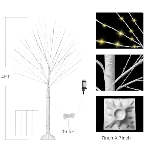 FastDeng 4ft Lighted Birch Tree 2-Pack with 880 LEDs, 8 Modes, Timer Remote – Indoor/Outdoor Prelit Xmas Trees