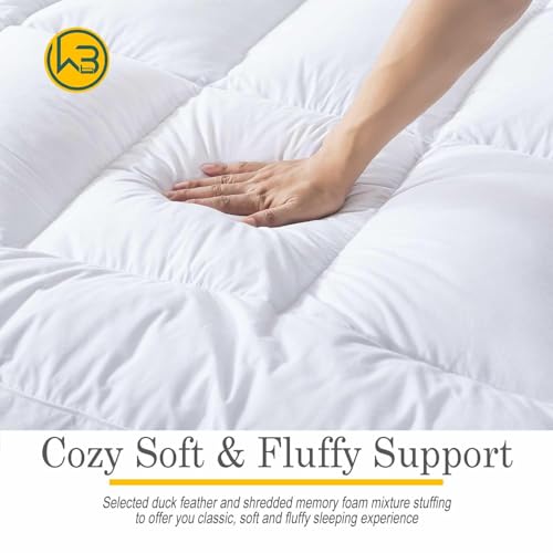 WhatsBedding White Full 3-Inch Duck Feather Memory Foam Mattress Topper