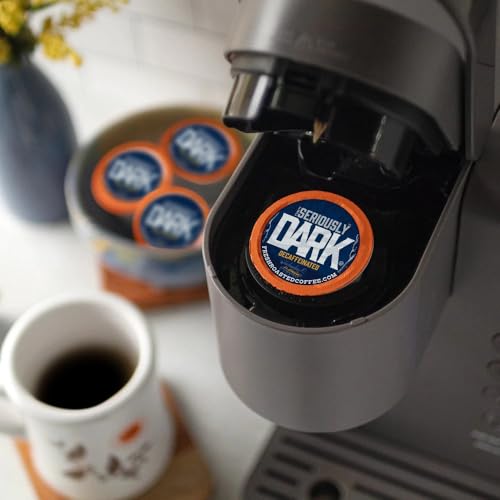 Fresh Roasted Coffee Seriously Dark Decaf K-Cup Pods 96 Count - Medium Roast, Recyclable, Kosher