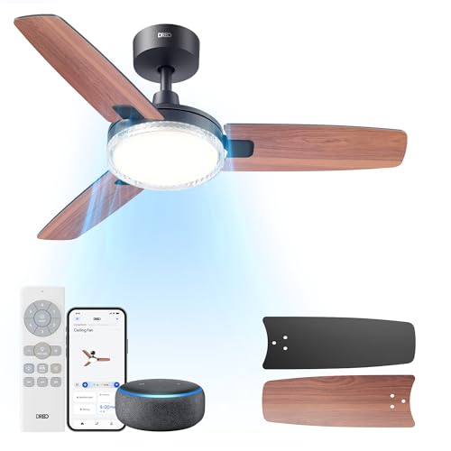 Black 42 Inch Smart Ceiling Fan with Lights and Remote - Quiet Modern Design