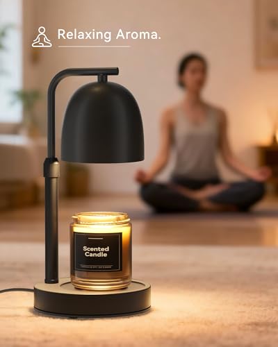 Black Dimmable Candle Warmer Lamp with Timer & Adjustable Height - Safe Wax Melter for Jar Candles, Home Decor & Gifts