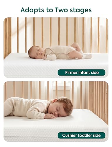 Dual-Sided Toddler Crib Mattress - Waterproof Memory Foam Support