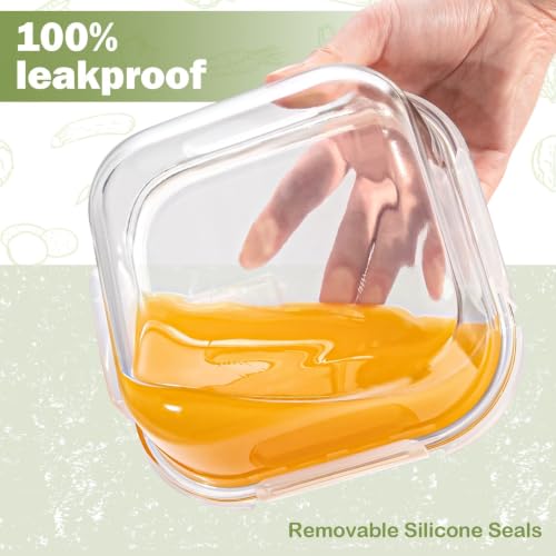 Square Glass Food Storage Containers with Lids - 24 oz, 6 Pack