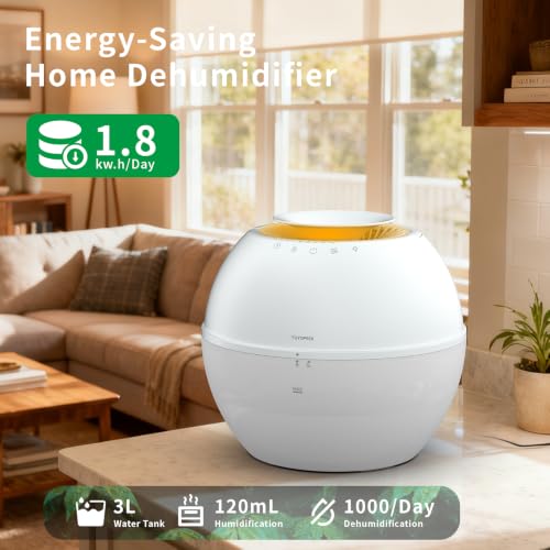 2-in-1 Dehumidifier & Humidifier with Purifier, 101oz Tank, Smart Steam Control for Bedroom and Basement
