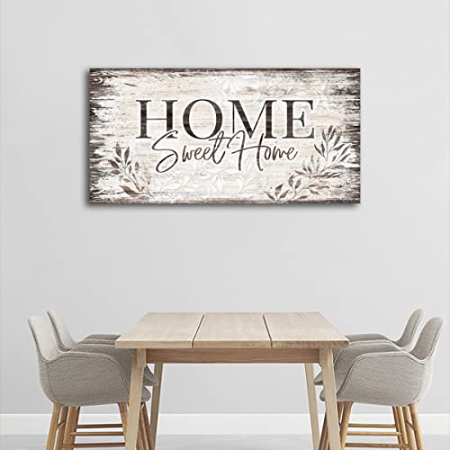 ArteWOODS Large Dark Brown Farmhouse Wall Art Sign - Home Sweet Home Canvas 40x20 in - Rustic Living Room Decor Variation of Home Sweet Home / Wrapped Canvas / 40L x 20W