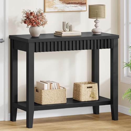 Entryway Console Table with Open Storage - Black, 31.5 Inch