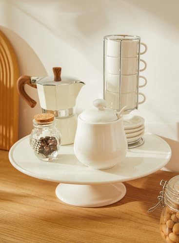 12.6-Inch Porcelain Cake Stand | Elegant White Dessert Display for Weddings & Parties
