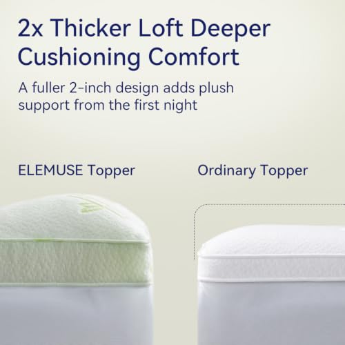 Queen Size Bamboo Viscose Mattress Topper with Thick Pillow Top - Green