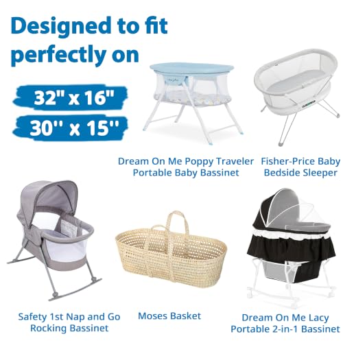 Pro Goleem Baby Bassinet Mattress - Waterproof Soft Cover, Oval 30x15 Inches