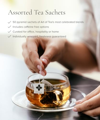 Assorted Tea Bags Sampler Set - Caffeinated & Herbal 50 Count with Variations