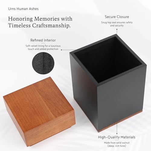Timeless Walnut Wood Urn for Ashes Adult Male & Female Large –