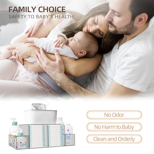 Acrylic Diaper Caddy Organizer with Detachable Compartments - Transparent 16.4x6x8.6 Baby Changing Storage Bin