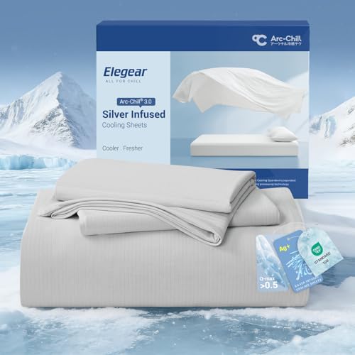 Elegear Silver-Infused Cooling Bed Sheets King Size Flat Sheet Gray 108" x 102"
