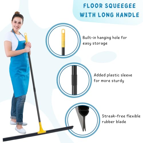 Yellow 30-Inch Heavy Duty Rubber Floor Squeegee for Concrete & Tile