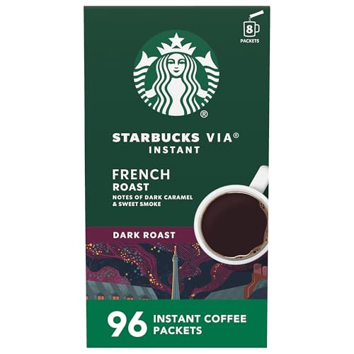 Starbucks VIA Instant Coffee French Roast Pack of 96 - Bold & Rich Flavor