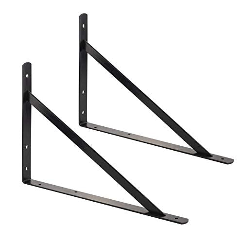 Heavy Duty Metal Shelf Brackets 20 x 13 Inches Black Steel Wall Mounts