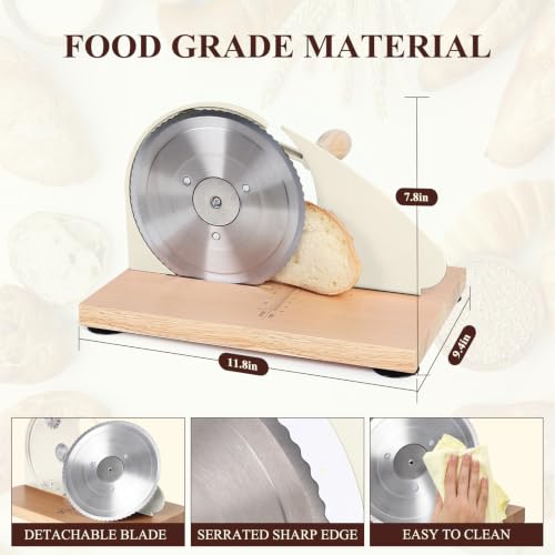 Manual Bread Slicer for Homemade Bread - Cream, Adjustable Thickness, Stable & Durable