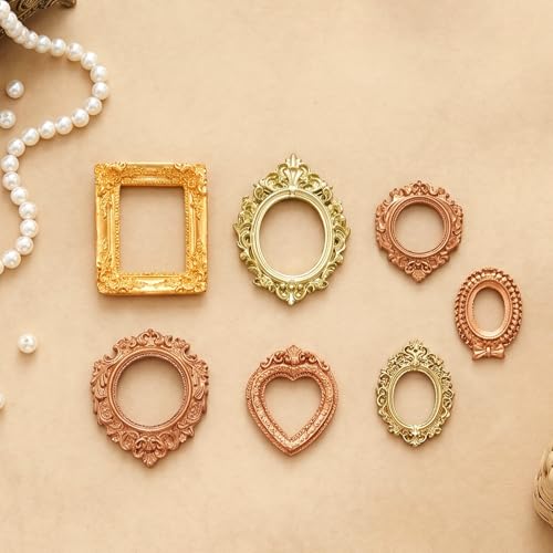 Marrywindix 14 Pcs Vintage Mini Picture Frames Set — European Gold Resin Craft & Display Frames