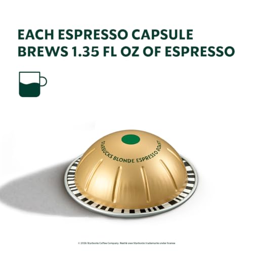 Starbucks Blonde Espresso Capsules for Nespresso Vertuo - 10 Count Pack of 5
