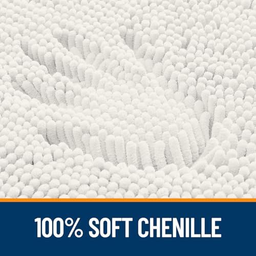 OLANLY Bathroom Rug 36x24 Ivory Extra Soft Chenille Bath Mat