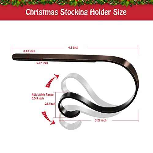Loncaster Christmas Stocking Holders for Mantle Set of 6, Non-Slip Adjustable Stocking Holders, Stocking Hanger for Christmas Party Decorations(Bronze)