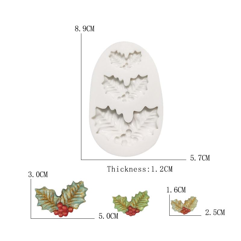 3D Holly Leaf Christmas Cake Mold Silicone Fondant Sugarcraft Decor
