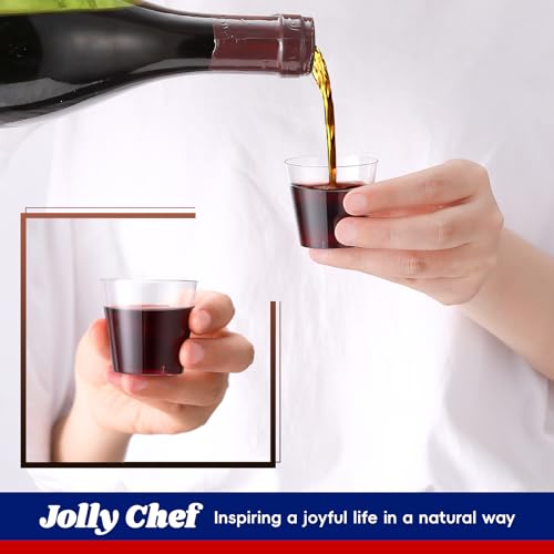 JOLLY CHEF 1000 Pack 1 oz Clear Disposable Plastic Shot Glasses - Tasting Cups