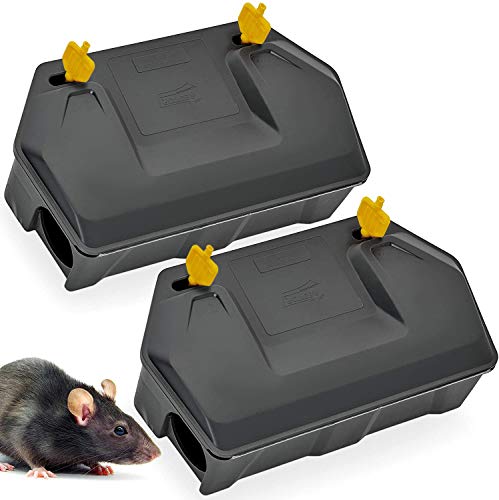 Outdoor Rodent Bait Station with Lock & Key - Weather-Resistant, Tamper-Proof 2 Pack