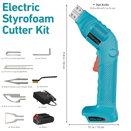Cordless Hot Knife with Battery & 6 Blade Set for Foam, Fabric, Rubber Cutting