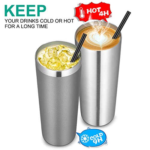 VEGOND 20 oz Stainless Steel Skinny Tumbler with Lid & Straw - Vacuum Insulated Travel Mug, 1 Pack
