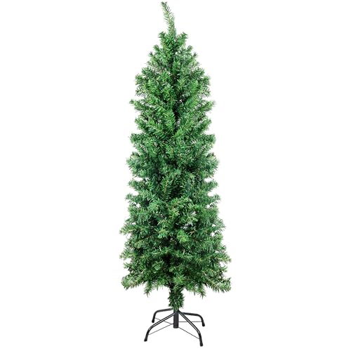 Sunnyglade 4FT Green Artificial Christmas Tree - Premium Hinged Pencil Tree (4ft)