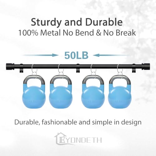 Byondeth Black Adjustable Curtain Rods 16-88 Inches, 2 Pack - Metal Window Treatment
