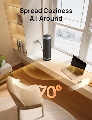 DREO 1500W Electric Space Heater with Remote - Silver, Large Room, Quiet & Safe Heating