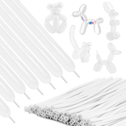 260 Balloons 100Pcs White Long Balloons for Tying Balloon Arch, Thickening Latex Twisting Balloon Animal Garland Modeling Wedding Birthday Christmas Party Decorations
