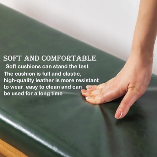 Solid Wood Shoe Bench with Cushion - 21.65 Inch Green Entryway Storage