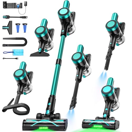 Cordless Vacuum Cleaner 58KPa/10-in-1 Stick Vacuum with LED Light, 55 Min Runtime, Army Green