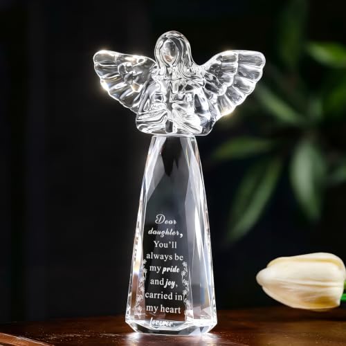 Bluebook Daughter Gift Crystal Angel from Mom & Dad 3.8x6 Inch Keepsake