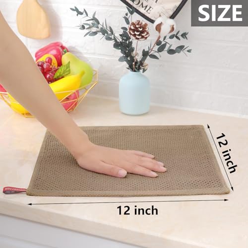 Homaxy 100% Cotton Waffle Weave Kitchen Dish Cloths, Ultra Soft Absorbent Quick Drying Dish Towels, 12 x 12 Inches, 12-Pack, Yellow