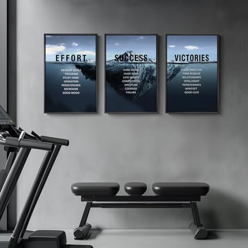 Navy Blue 3-Piece Motivational Wall Art Set - 16x24 Inches, Ready to Hang