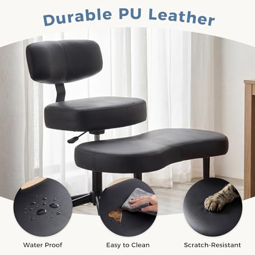 DUMOS Black ADHD Meditation Chair with Adjustable Backrest & Footstool - Cross-Legged Office & Yoga Seat
