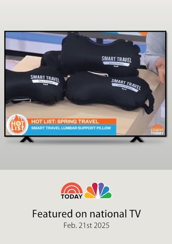 SMART Travel Vintage Black Inflatable Lumbar Support Pillow for Airplane & Office