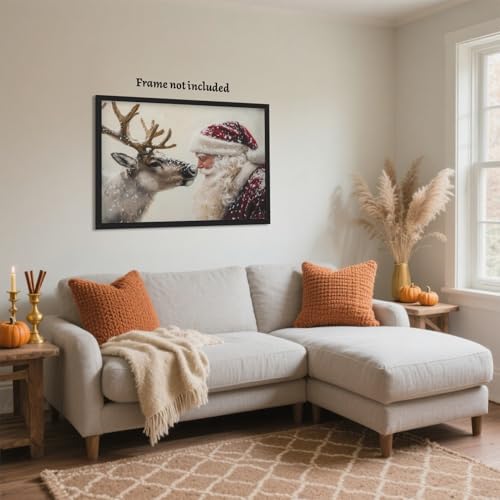 Yermidi Vintage Santa Claus Reindeer Canvas Wall Art 8x12 Unframed