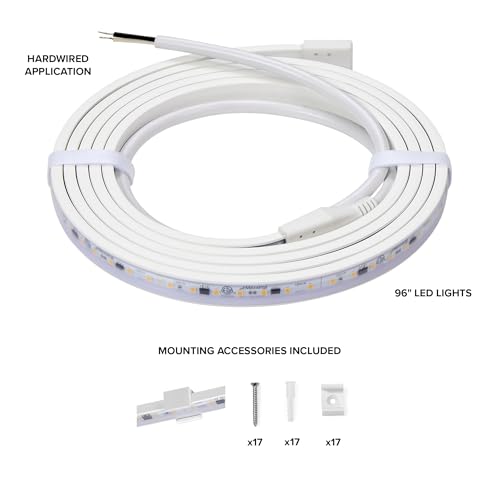96 Inch Hardwired LED Under Cabinet Strip Light - 3680 Lumens, 3000K Warm White